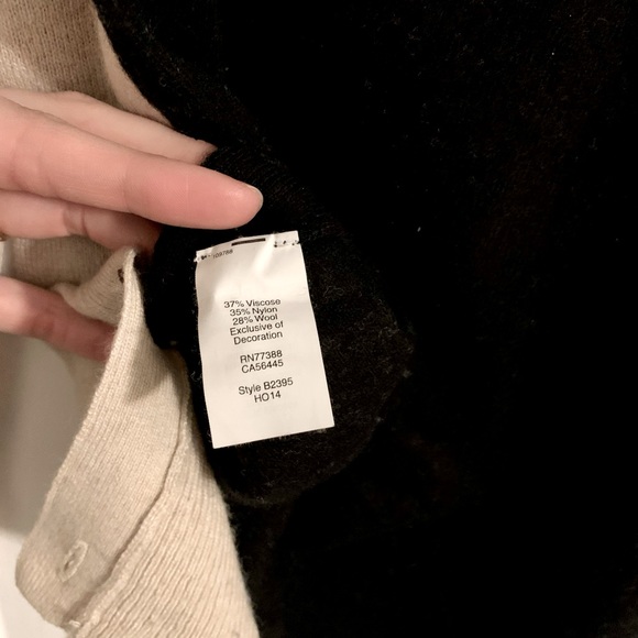 J Crew Black and Tan Color-block Wool-Blend Sweater with Elbow Pads - Picture 6 of 6